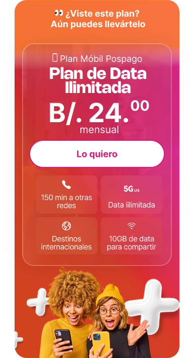 Plan de Data Ilimitada, B/.24.00 mensual